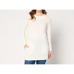 Denim & Co Heavenly Jersey Warm White Size Petite 2X Tunic A670907 NWOT